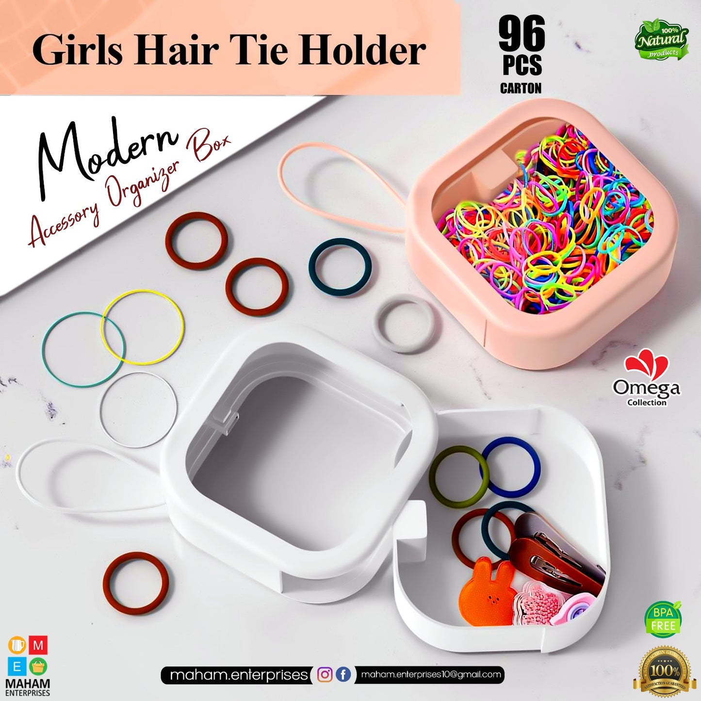 Modern Organizer Accessory Box with Silicone Rope | Transparent Plastic Storage Box with Press Button