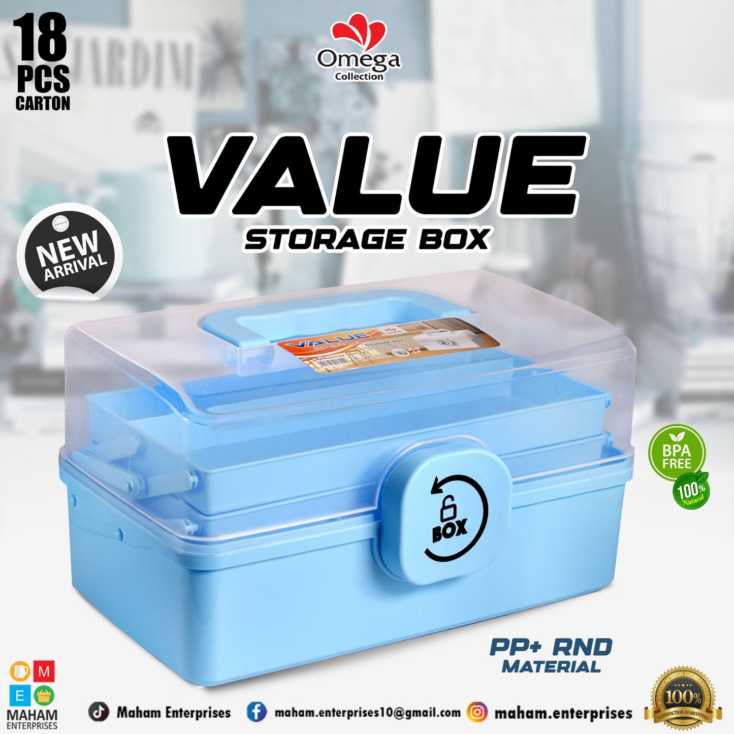 3-Layer Value Storage Box for Cosmetics, Jewelry & Tools