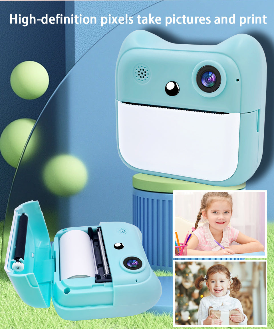 Kids Instant Print Selfie Camera – Digital Video & Inkless Thermal Printer