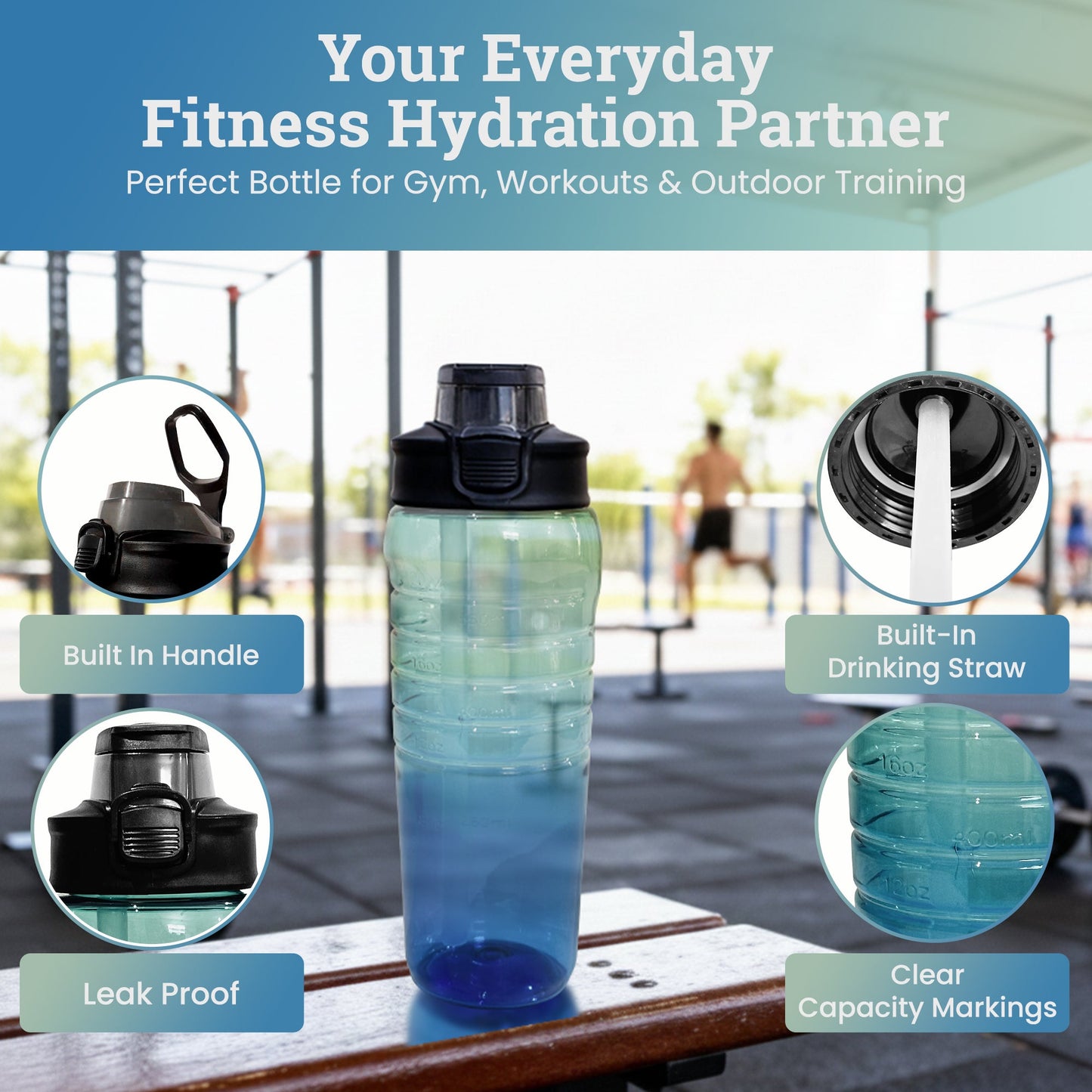 Fusion Sports Bottle 700ml | Leakproof Water Bottle with Straw