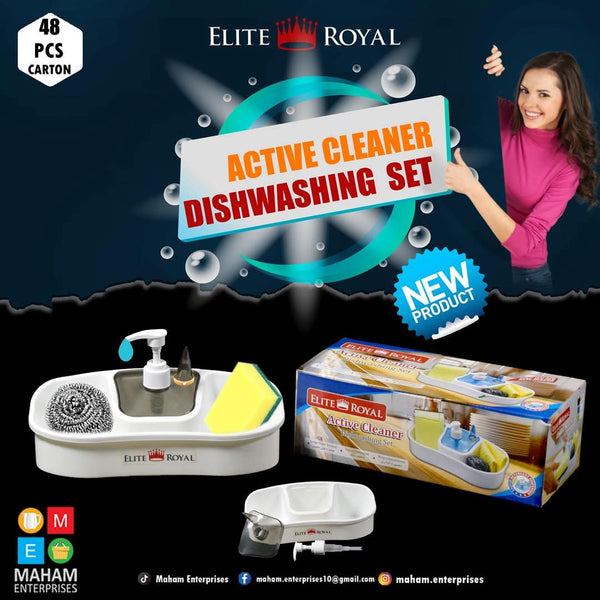 Elite Royal Active Cleaner Dishwashing Set with Pump | Kitchen Sink Organizer