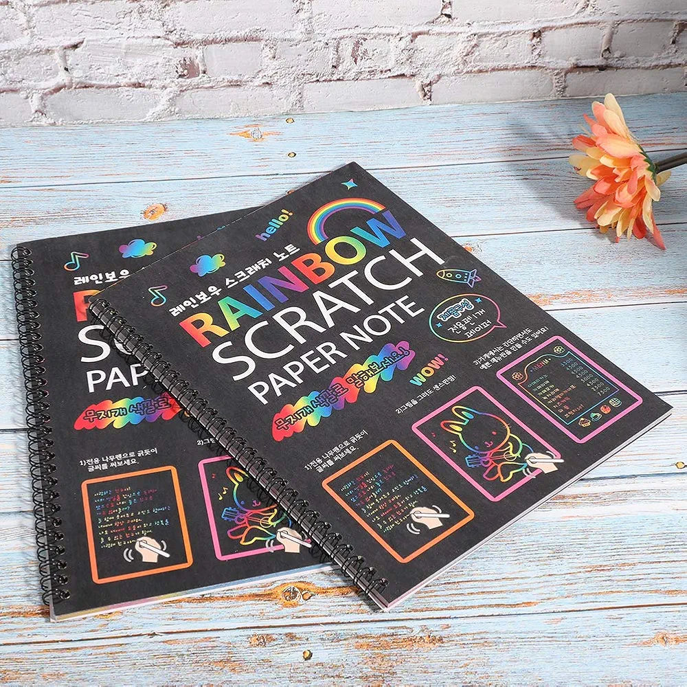 Rainbow Scratch Paper Note Pad Magic Doodle Notebook