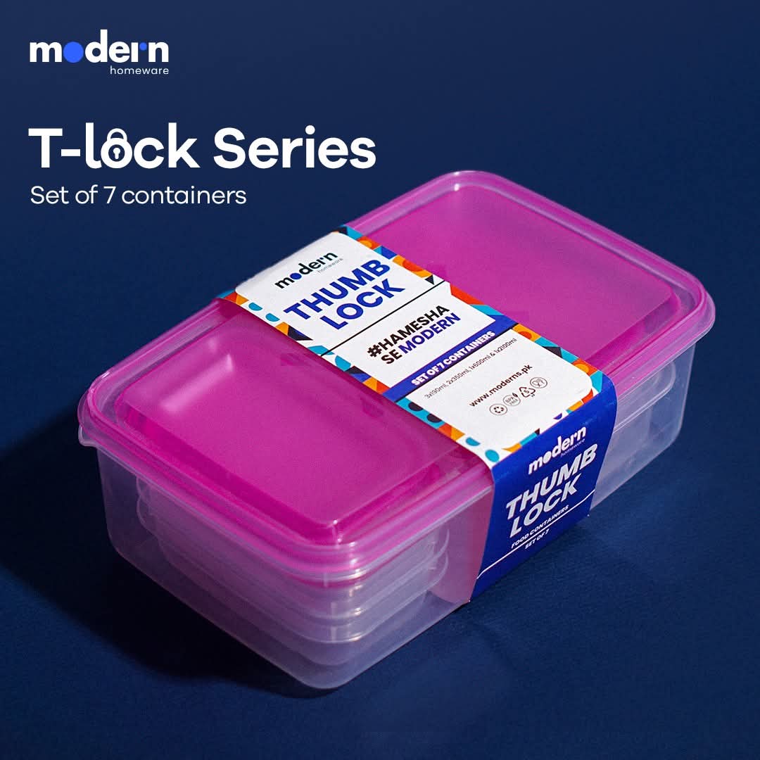Modern Homeware Thumb Lock Food Storage Containers – Set of 7 | Airtight Kitchen Organizer