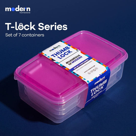 Modern Homeware Thumb Lock Food Storage Containers – Set of 7 | Airtight Kitchen Organizer
