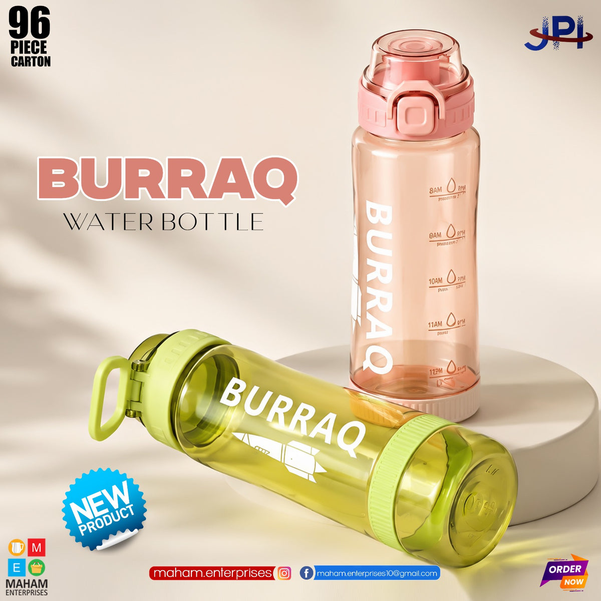 Burraq Water Bottle 750ml | BPA-Free Leak-Proof Bottle with Secure Lock Lid