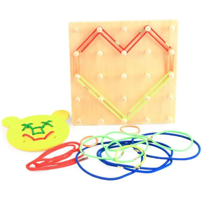 Kids Wooden Geo Board And Lacing Board ( Art Craft Lacing )