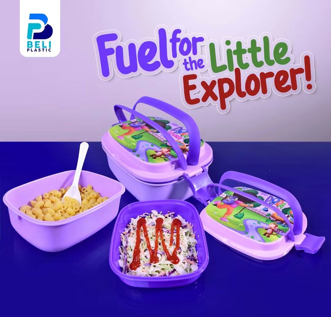 Smart Kids Lunch Box | 2-Compartment Plastic Lunch Box with Spoon | BPA-Free Food Storage Container