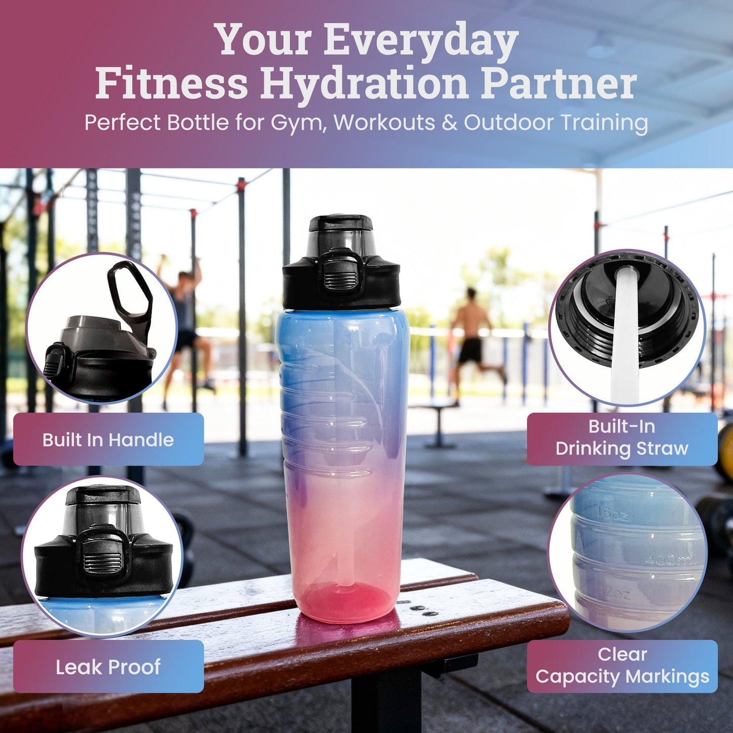 Fusion Sports Bottle 700ml | Leakproof Water Bottle with Straw