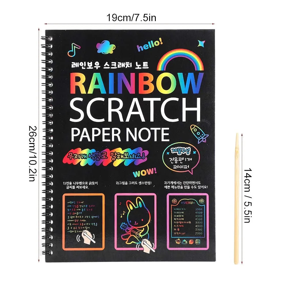 Rainbow Scratch Paper Note Pad Magic Doodle Notebook