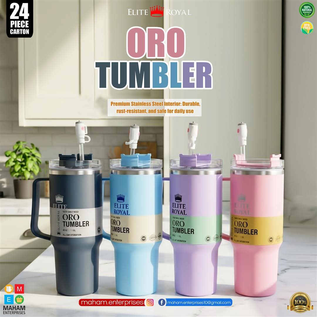 Oro Tumbler Insulated Travel Mug with Handle, Straw & Lid | Reusable Stainless Steel Cup