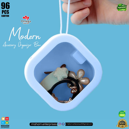 Modern Organizer Accessory Box with Silicone Rope | Transparent Plastic Storage Box with Press Button