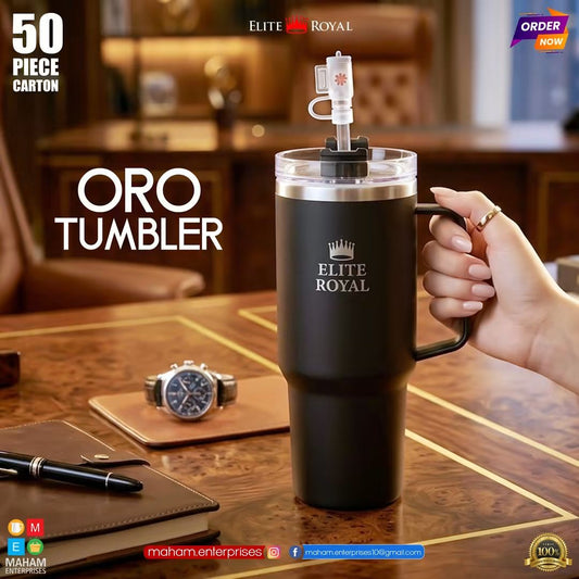 Oro Tumbler Insulated Travel Mug with Handle, Straw & Lid | Reusable Stainless Steel Cup