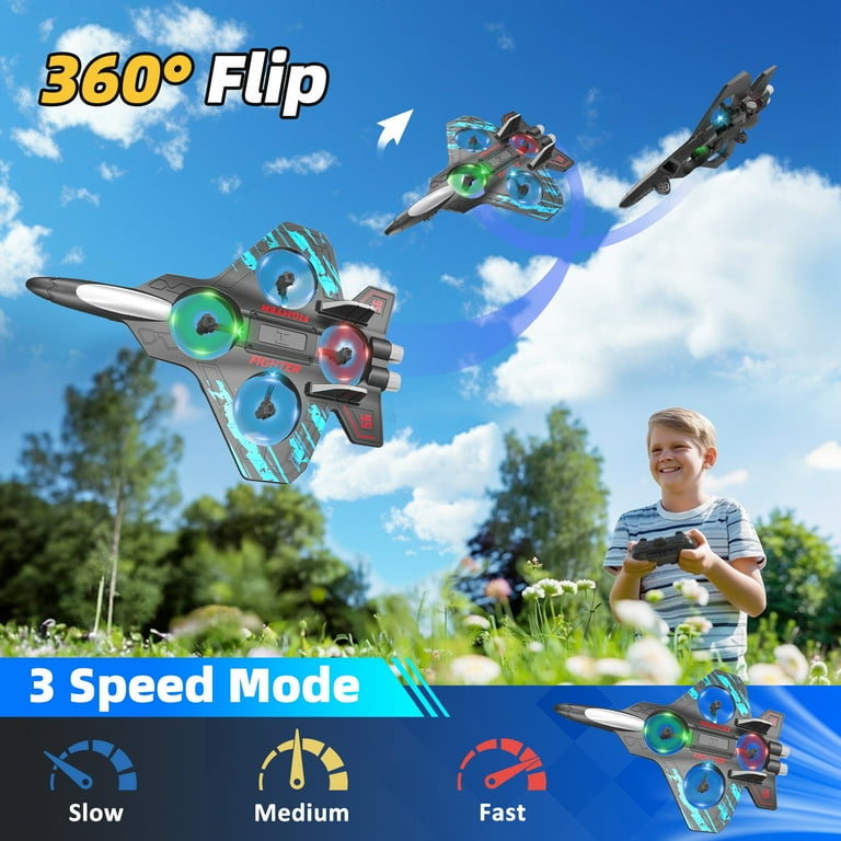 LED RC Fighter Jet Plane – Rechargeable & Remote Control