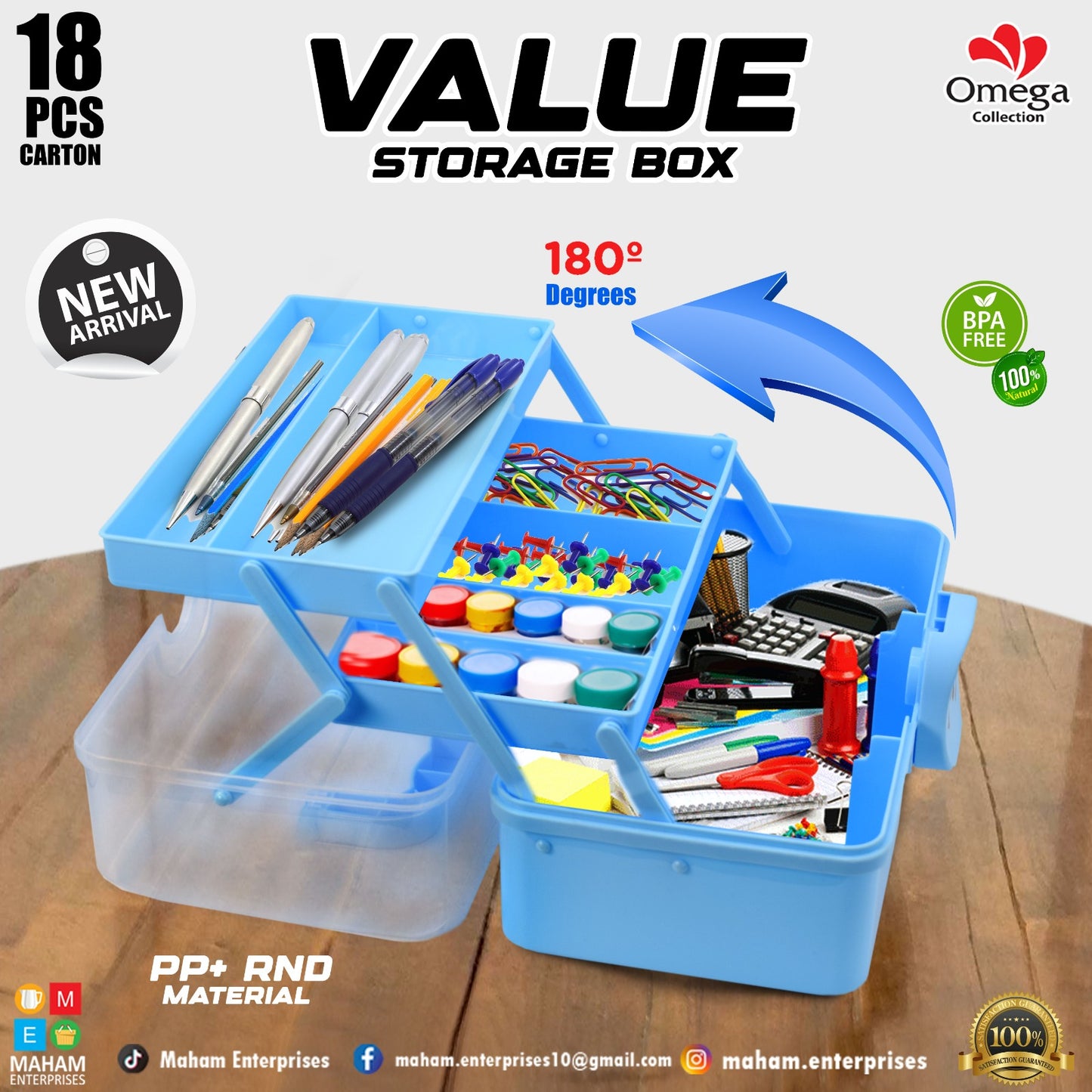 3-Layer Value Storage Box for Cosmetics, Jewelry & Tools