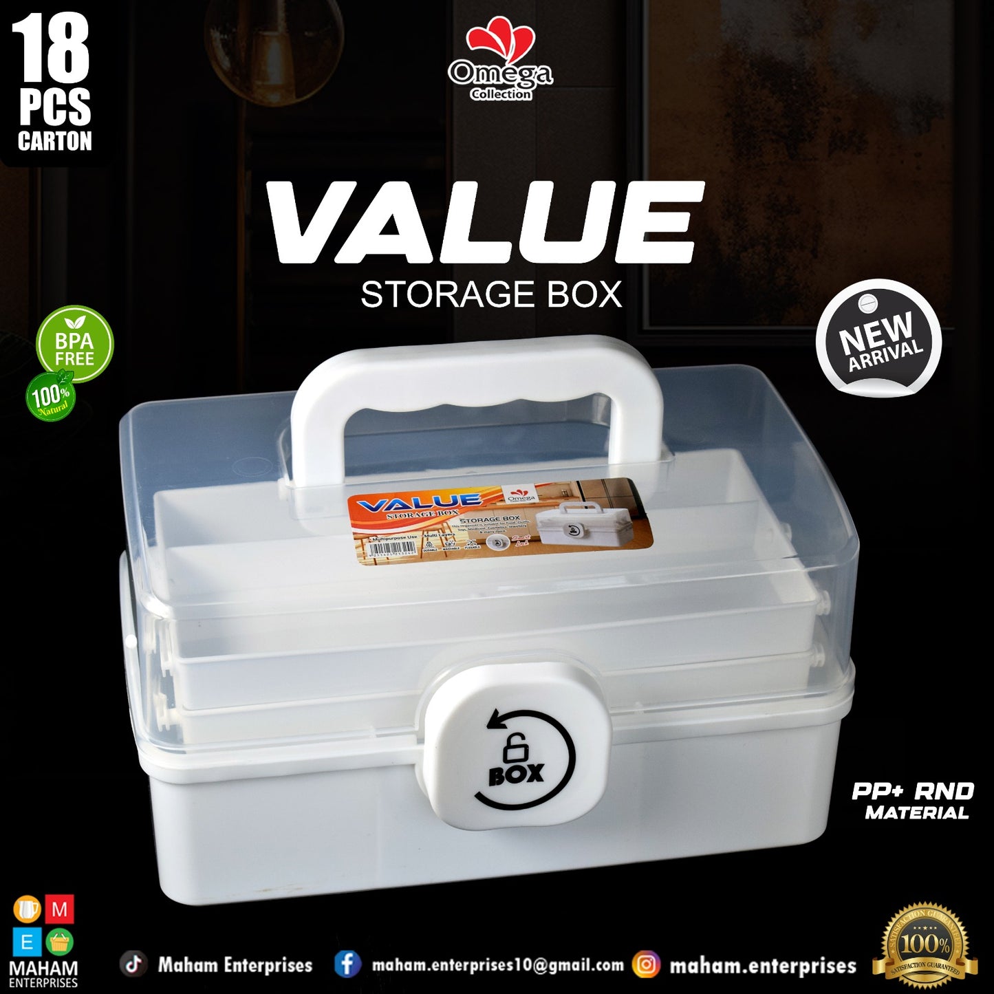 3-Layer Value Storage Box for Cosmetics, Jewelry & Tools