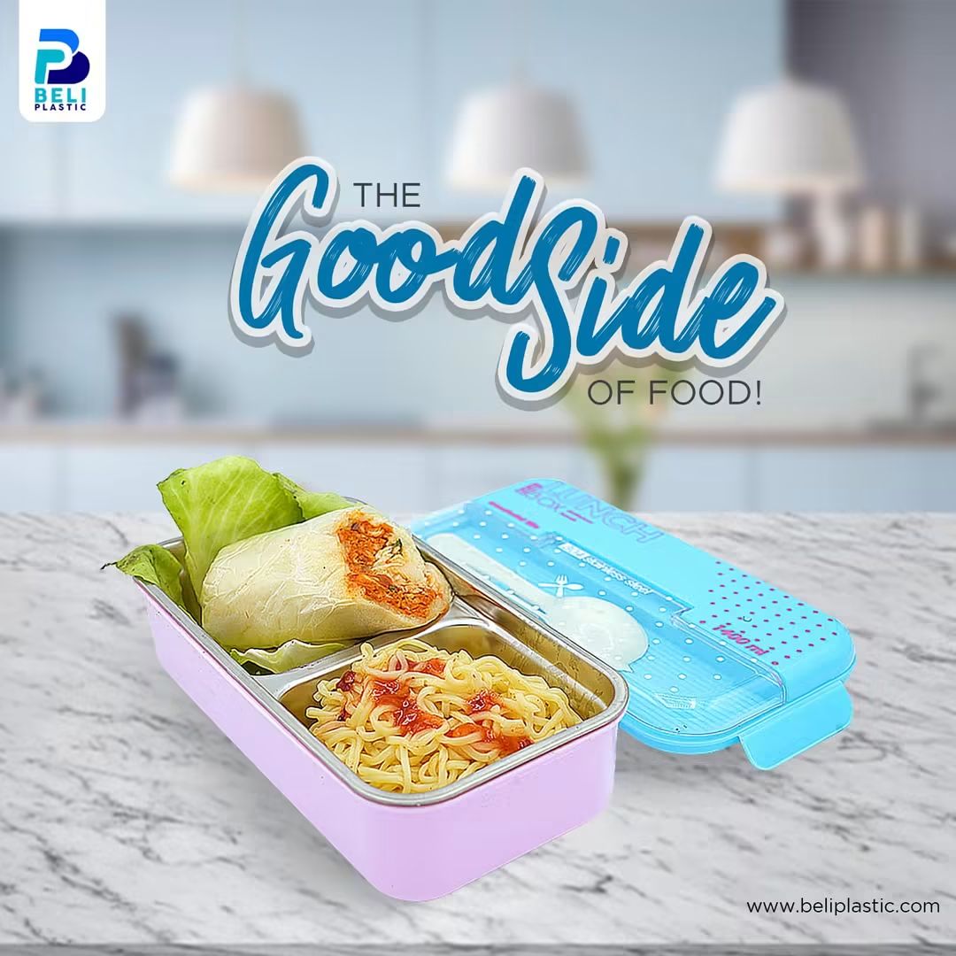 ECO Lunch Box with Spoon & Sauce Container | Stainless Steel Inner Food Container | Leak-Resistant Lunch Box