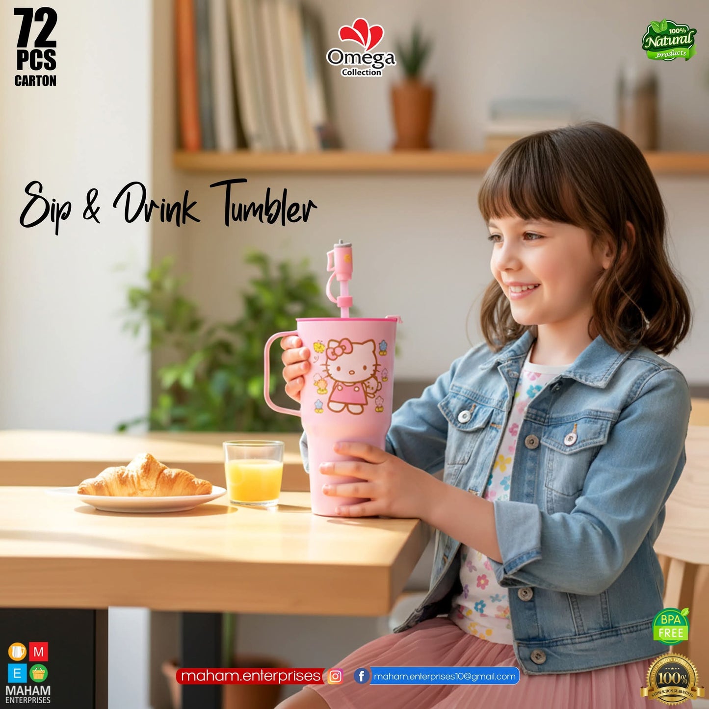 Sip & Drink Double Option Kids Tumbler Cup – Non Thermic BPA Free