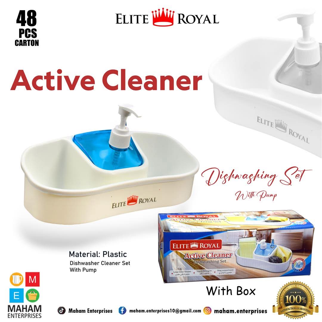 Elite Royal Active Cleaner Dishwashing Set with Pump | Kitchen Sink Organizer