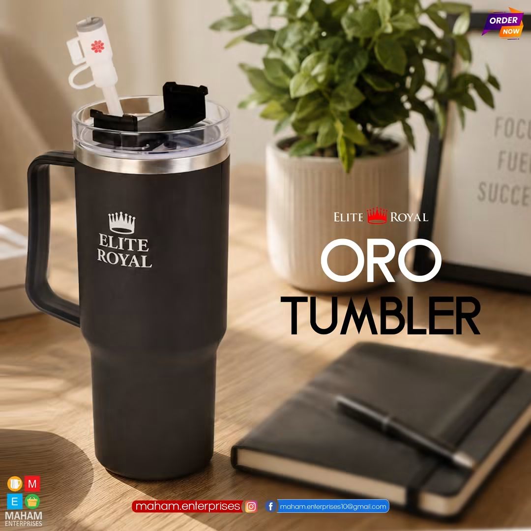 Oro Tumbler Insulated Travel Mug with Handle, Straw & Lid | Reusable Stainless Steel Cup
