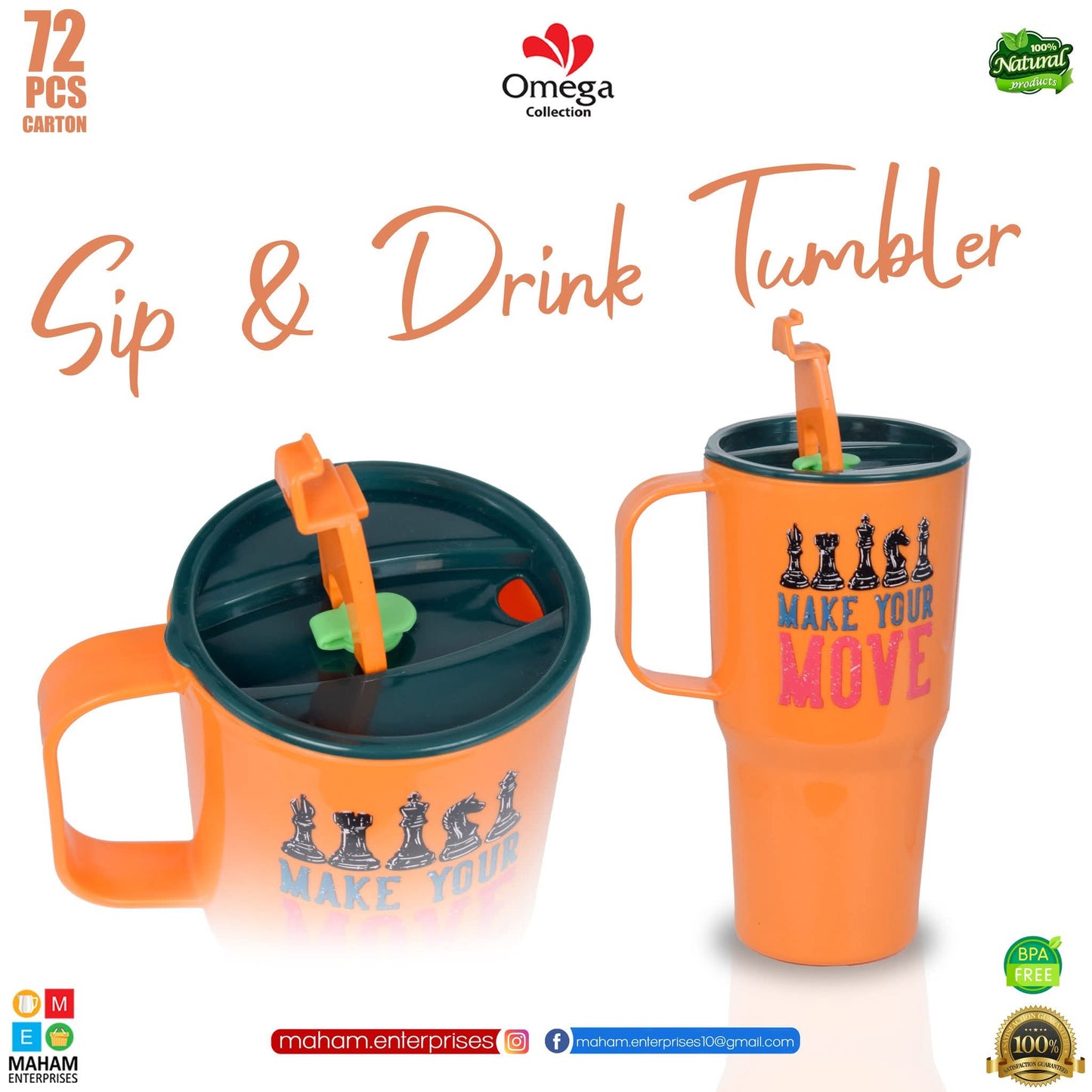 Sip & Drink Double Option Kids Tumbler Cup – Non Thermic BPA Free