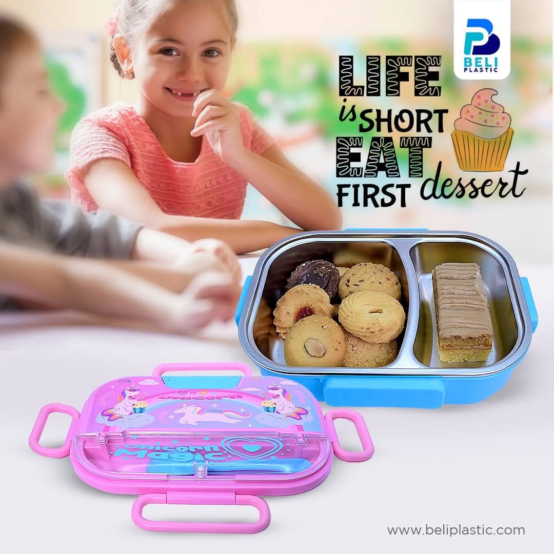Pro Stainless Steel Lunch Box for Kids | 304 Steel Food Container with Spoon