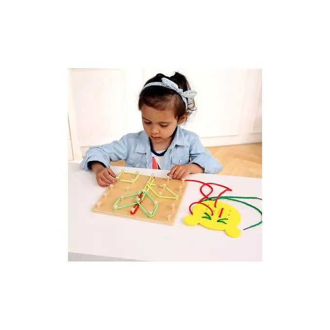 Kids Wooden Geo Board And Lacing Board ( Art Craft Lacing )