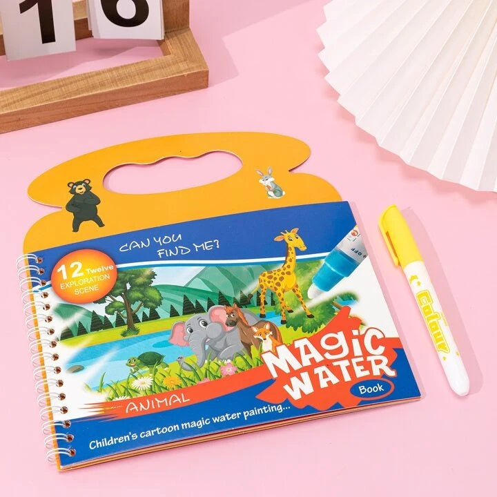 Pack of 2 - Children's Cartoon Water Magic Painting Book with Marker