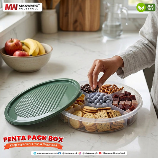 Penta Pack Box 5-Compartment Spice & Food Storage Container with Lid