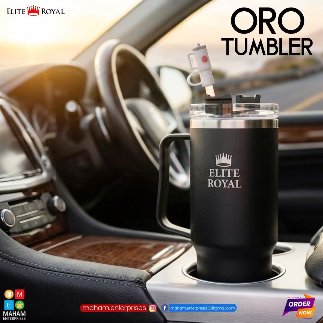 Oro Tumbler Insulated Travel Mug with Handle, Straw & Lid | Reusable Stainless Steel Cup