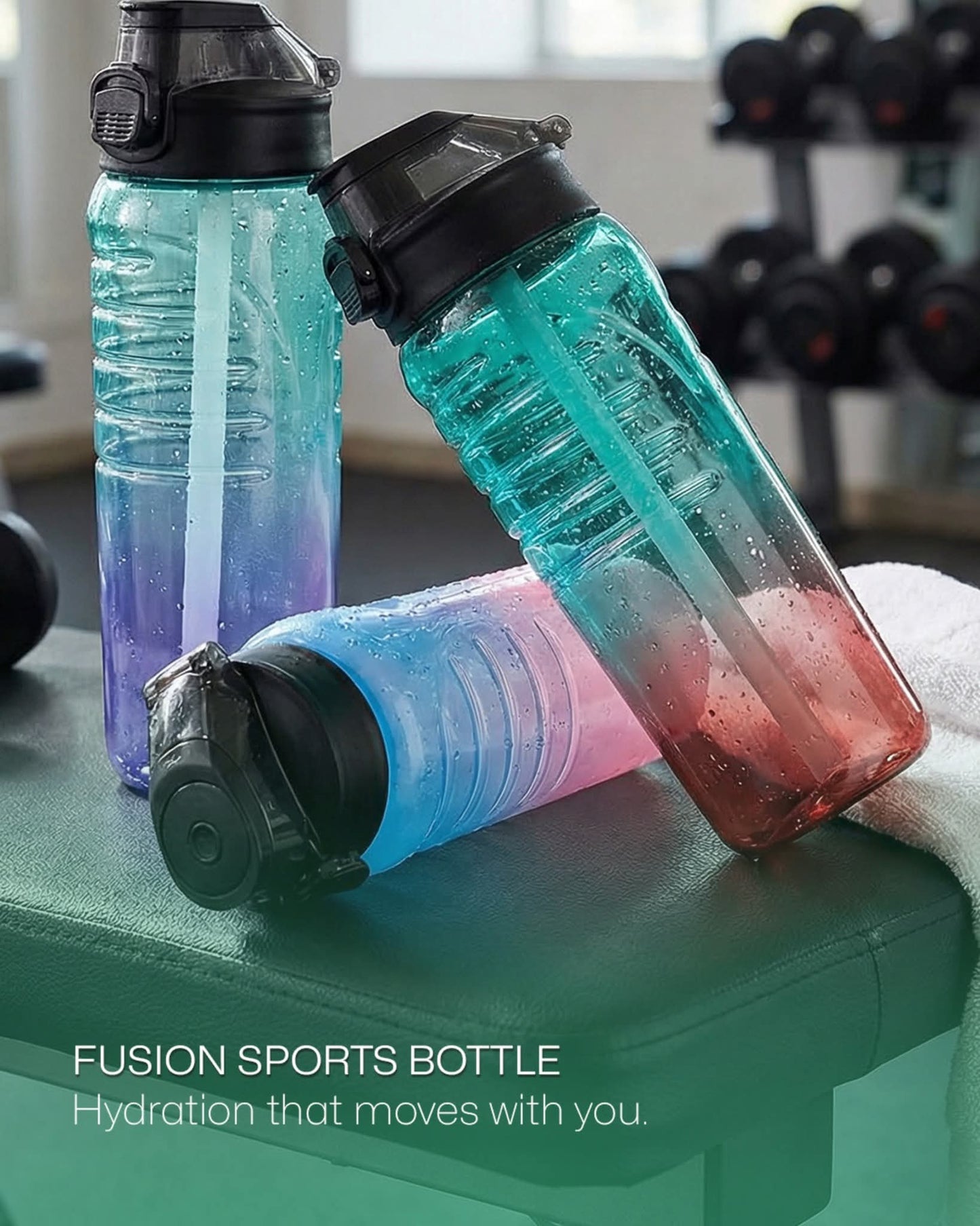 Fusion Sports Bottle 700ml | Leakproof Water Bottle with Straw