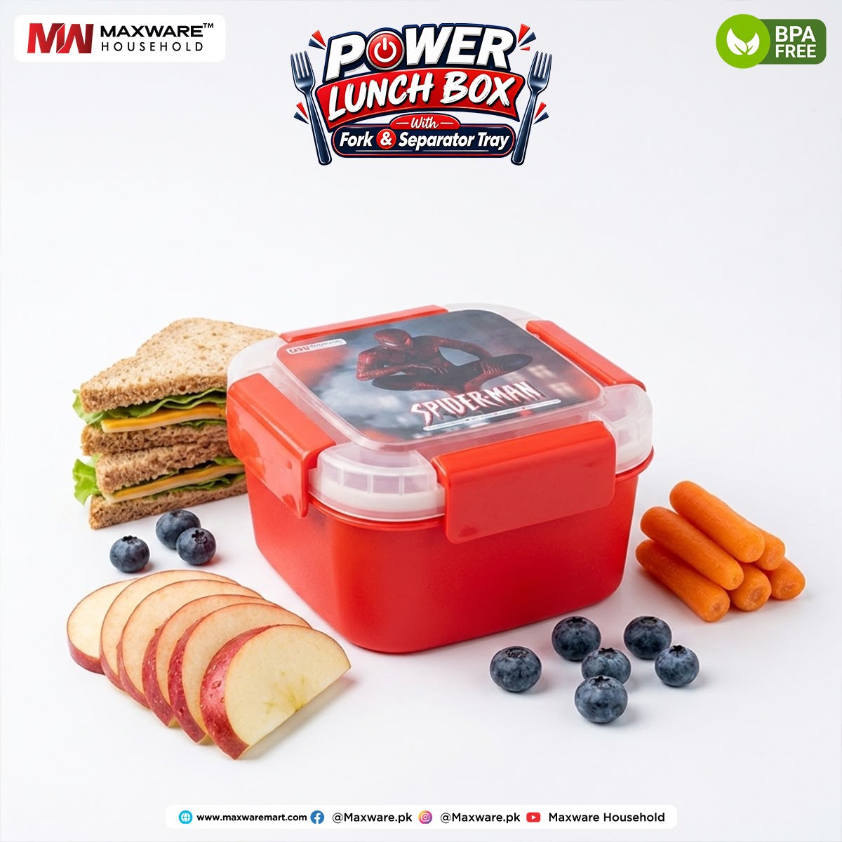 Power Lunch Box with Fork & Separator Tray