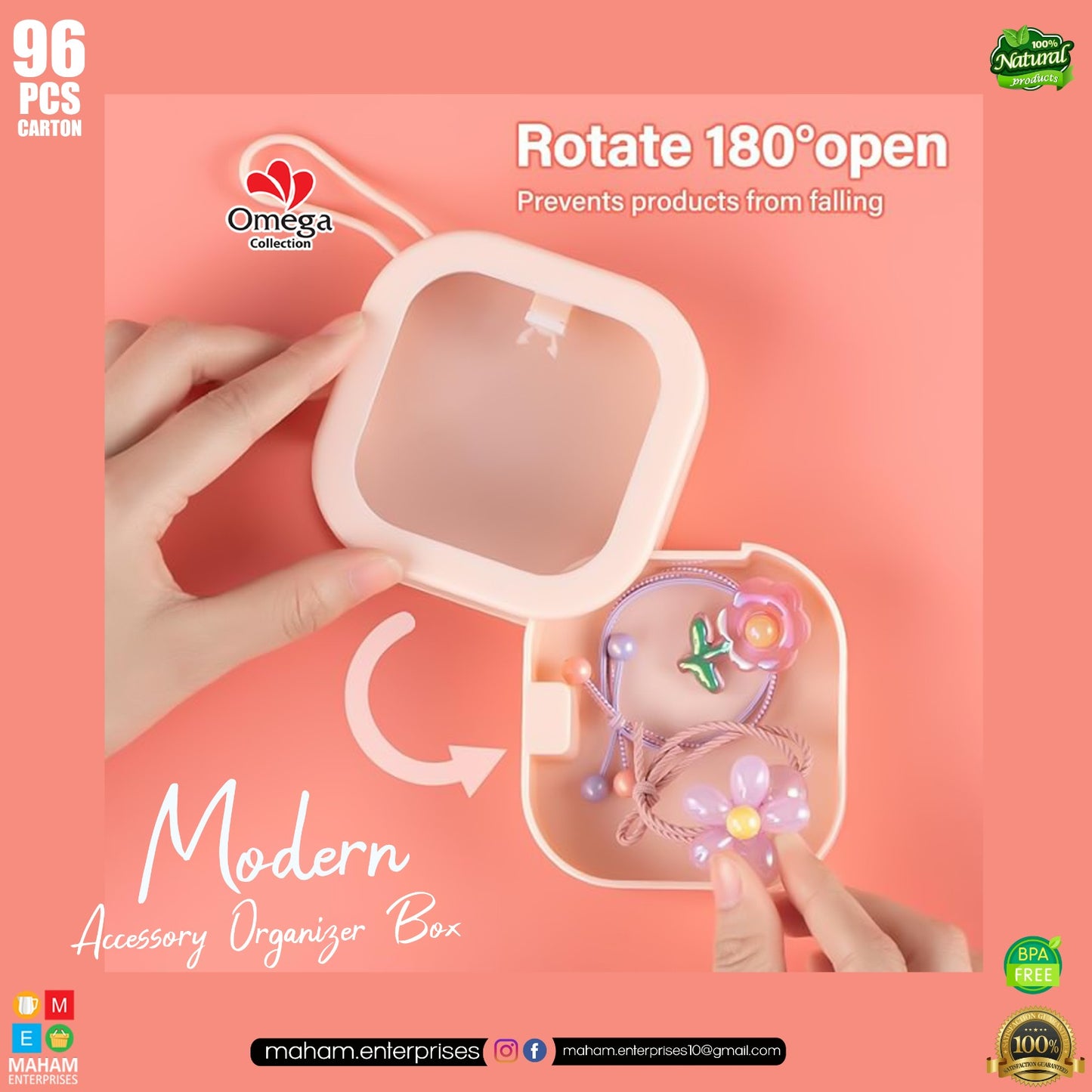 Modern Organizer Accessory Box with Silicone Rope | Transparent Plastic Storage Box with Press Button