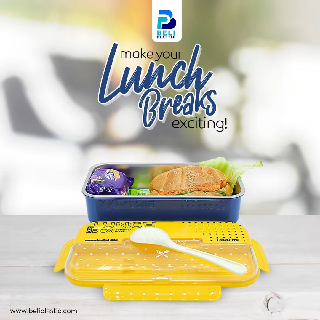ECO Lunch Box with Spoon & Sauce Container | Stainless Steel Inner Food Container | Leak-Resistant Lunch Box