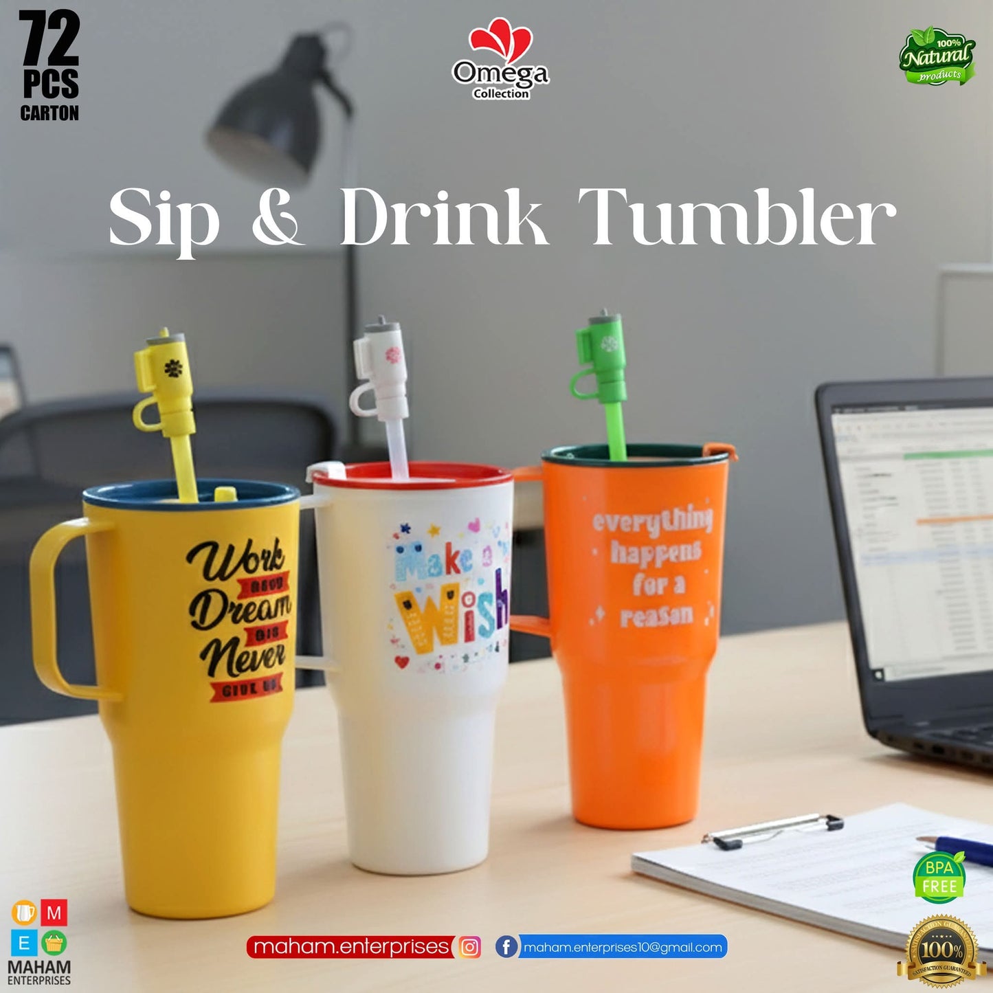 Sip & Drink Double Option Kids Tumbler Cup – Non Thermic BPA Free