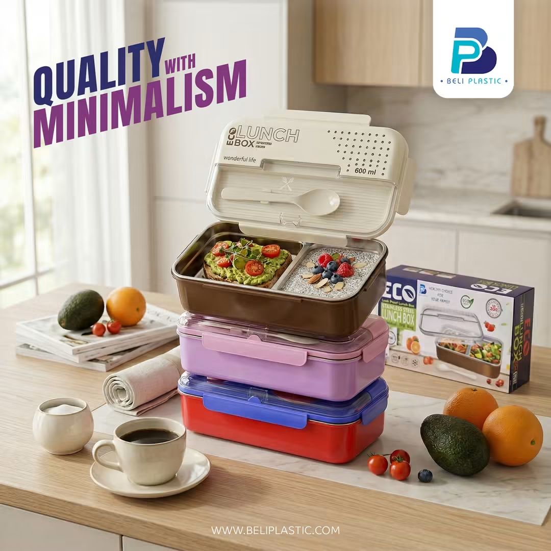 ECO Lunch Box with Spoon & Sauce Container | Stainless Steel Inner Food Container | Leak-Resistant Lunch Box