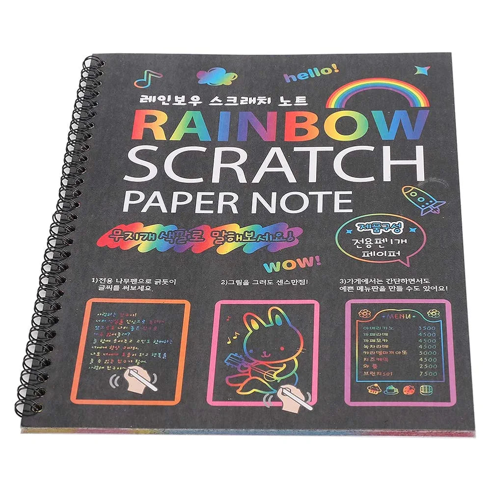 Rainbow Scratch Paper Note Pad Magic Doodle Notebook