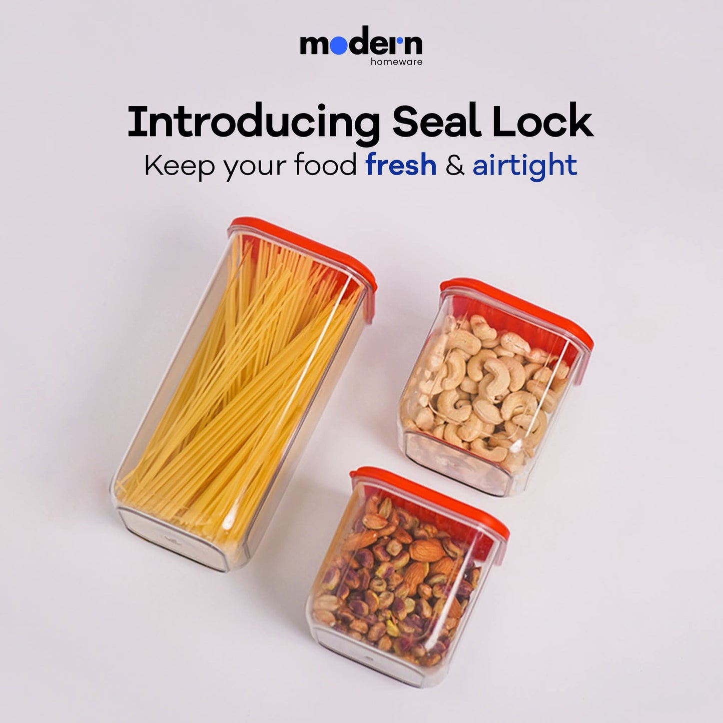 Modern Homeware Seal Lock Airtight Storage Jars – 3 Pcs Set (750ml, 1100ml, 1500ml)