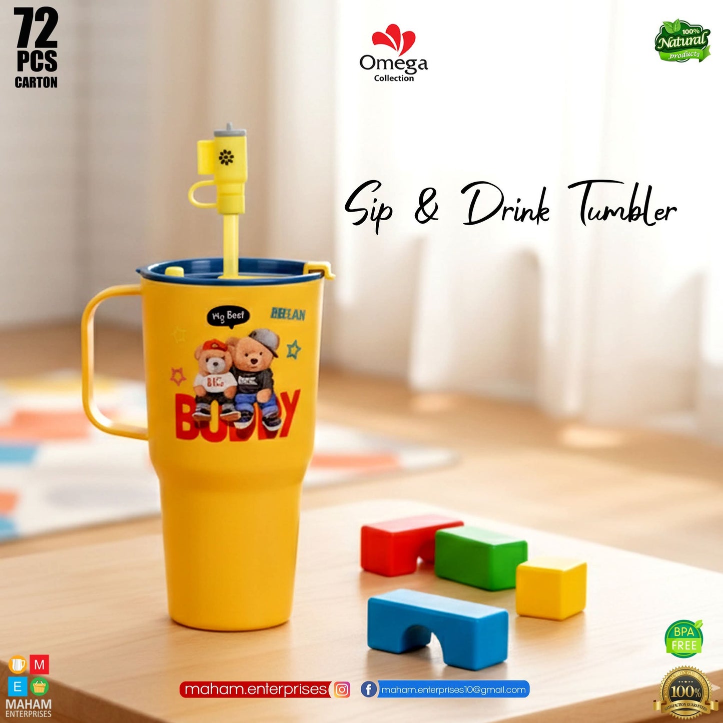 Sip & Drink Double Option Kids Tumbler Cup – Non Thermic BPA Free